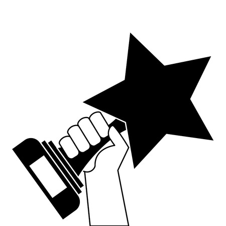 hands with star trophy winner icon vector illustration designのイラスト素材