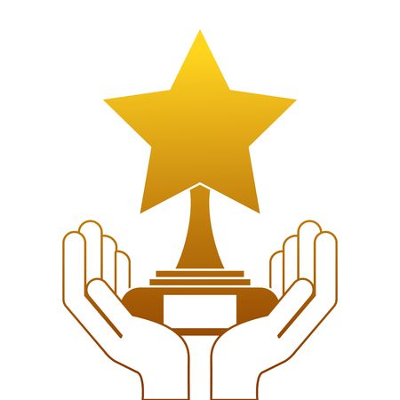 hands with star trophy winner icon vector illustration designのイラスト素材