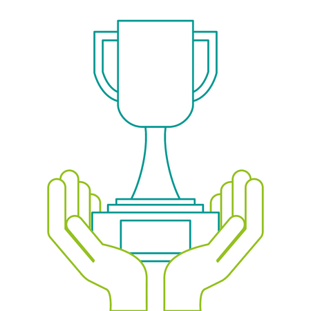 hands human with trophy cup winner icon vector illustration designのイラスト素材