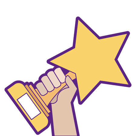 Hands with star trophy winner icon vector illustration designのイラスト素材