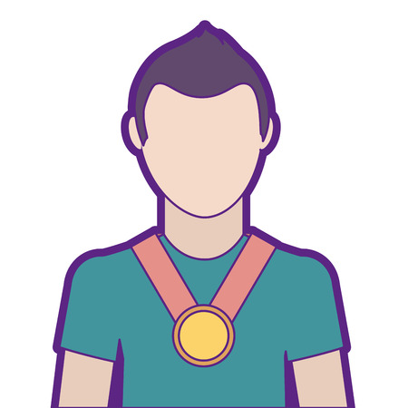 Man with winner medal character vector illustration designのイラスト素材