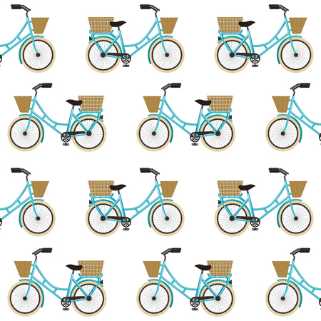 antique bicycle with basket pattern background vector illustration designのイラスト素材