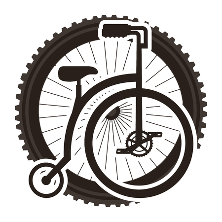 Retro bicycle with wheel vector illustration designのイラスト素材