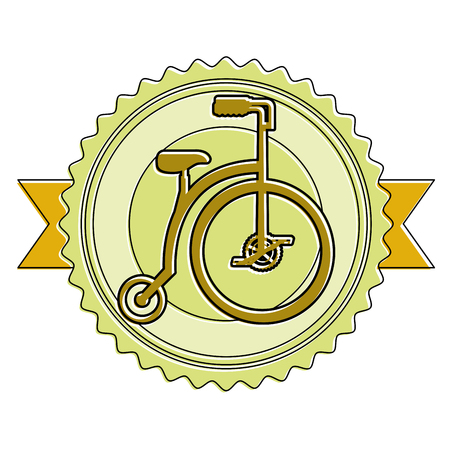 Retro bicycle emblem with ribbon vector illustration designのイラスト素材
