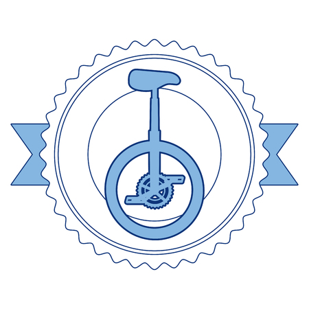 Monocycle race emblem with ribbon vector illustration designのイラスト素材