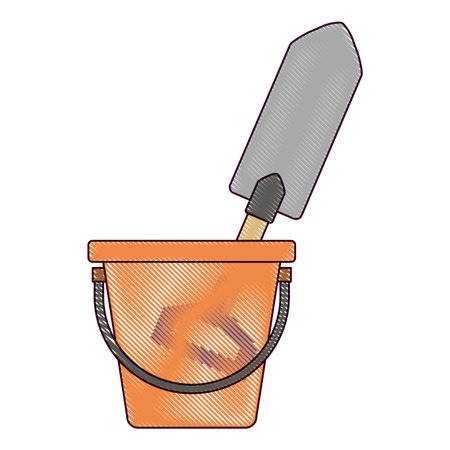 Bucket with gardening shovel vector illustration designのイラスト素材