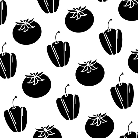 fresh pepper and tomato vegetables pattern vector illustration designのイラスト素材