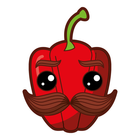 fresh pepper with mustache  character vector illustration designのイラスト素材