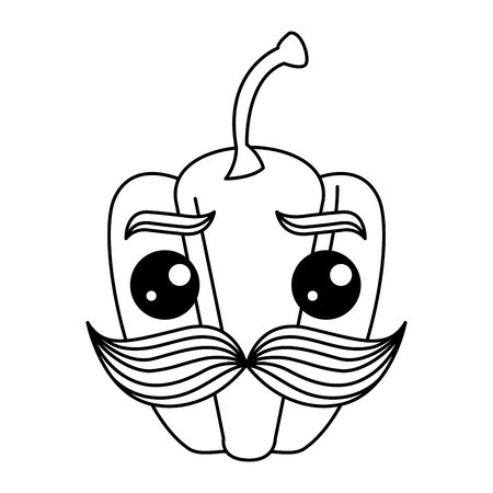 fresh pepper with mustache  character vector illustration designのイラスト素材