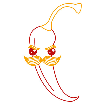 Spicy chile with mustache kawaii character vector illustration designのイラスト素材