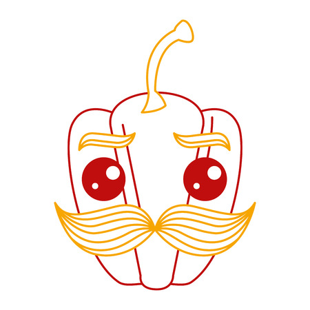 Fresh pepper with mustache kawaii character vector illustration designのイラスト素材