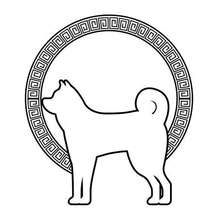 dog mascot silhouette icon vector illustration designのイラスト素材