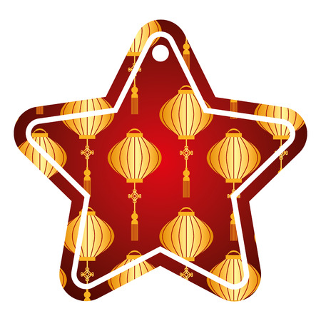star tag japanese lantern decoration pattern vector illustrationのイラスト素材