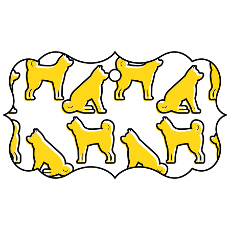 label classic chinese dog zodiac calendar pattern vector illustrationのイラスト素材