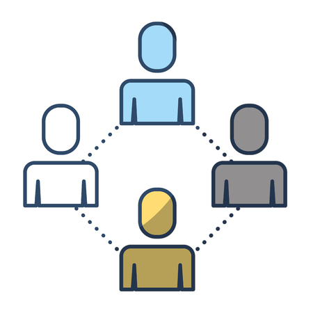 group people teamwork connection cooperation vector illustration pictogram styleのイラスト素材