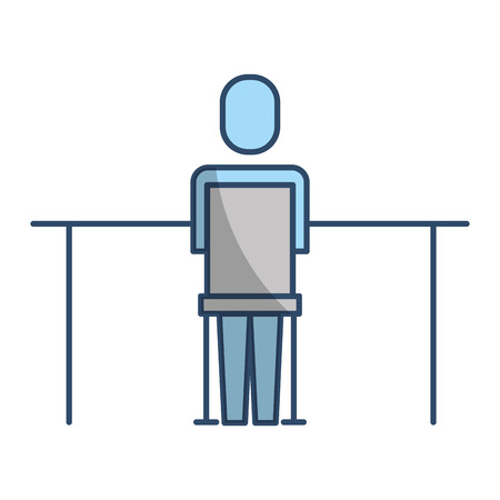 Businessman sitting back work office vector illustration pictogram styleのイラスト素材