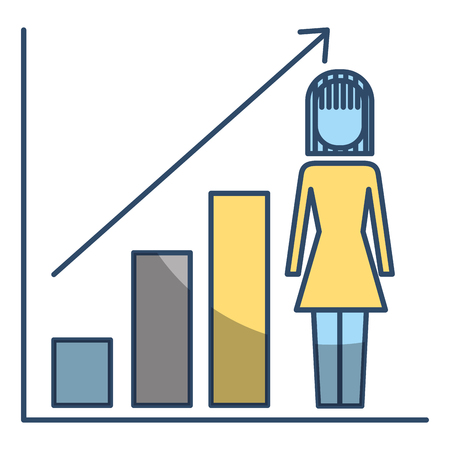 Businesswoman with diagram arrow growth finance vector illustration pictogram styleのイラスト素材