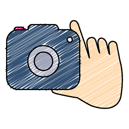 Hand with camera photographic isolated icon vector illustration designのイラスト素材