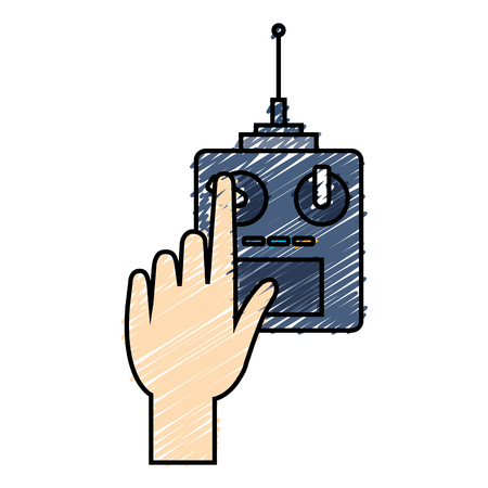 user hand with drone remote control vector illustration designのイラスト素材