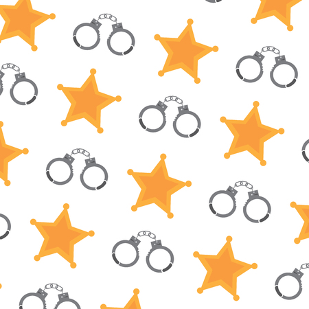 sheriff star and handcuffs police pattern image vector illustration design のイラスト素材
