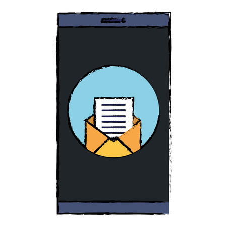 smartphone device with envelope vector illustration designのイラスト素材