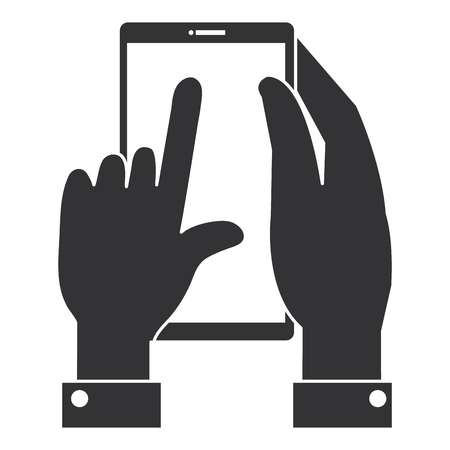 Hand with smartphone device isolated icon vector illustration designのイラスト素材
