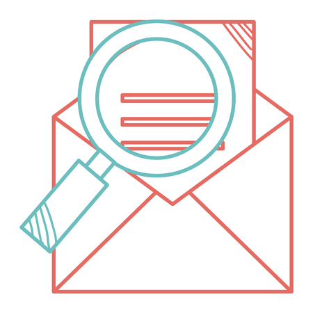 mail envelope with magnifying glass vector illustration designのイラスト素材