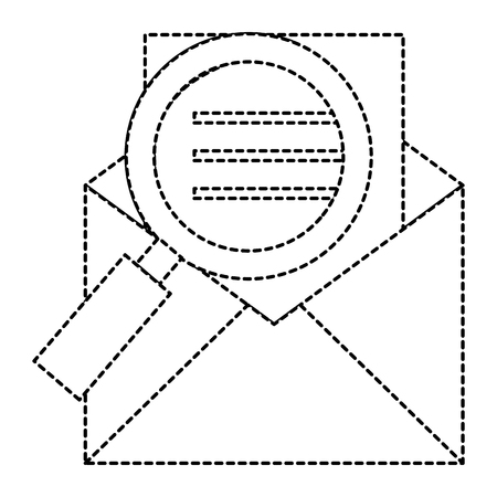mail envelope with magnifying glass vector illustration designのイラスト素材