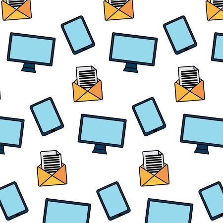 monitor computer tablet email letter message pattern vector illustrationのイラスト素材
