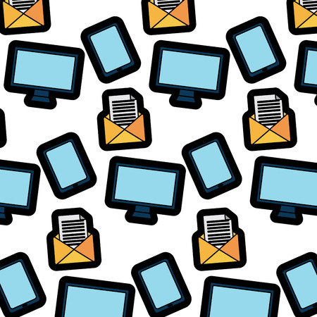 computer cellphone message envelope technology and communication pattern image vector illustration design のイラスト素材