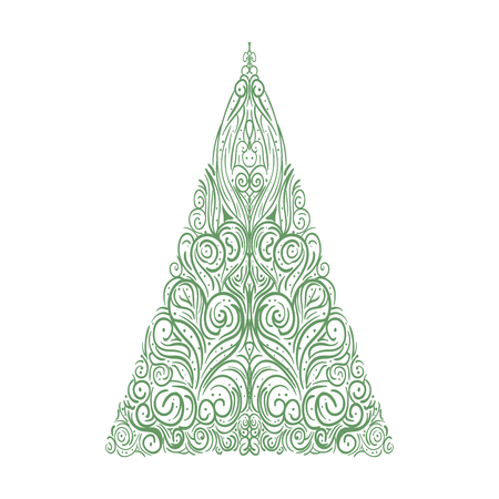 Merry christmas tree abstract vector illustration designのイラスト素材