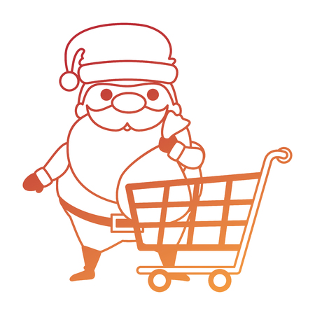 Cute Santa Claus with shopping cart character vector illustration design.のイラスト素材