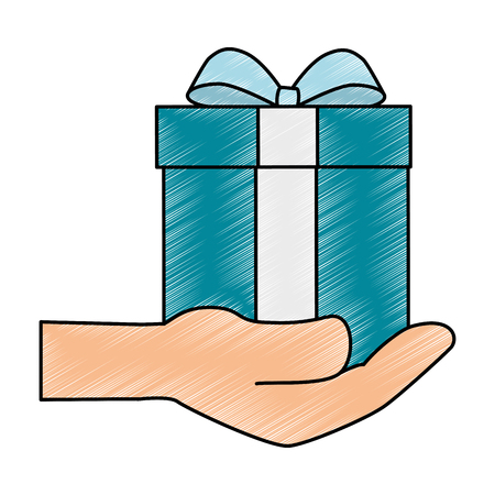 hand with gift box present icon vector illustration designのイラスト素材