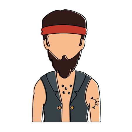 rough motorcyclist with bandana avatar character vector illustration designのイラスト素材