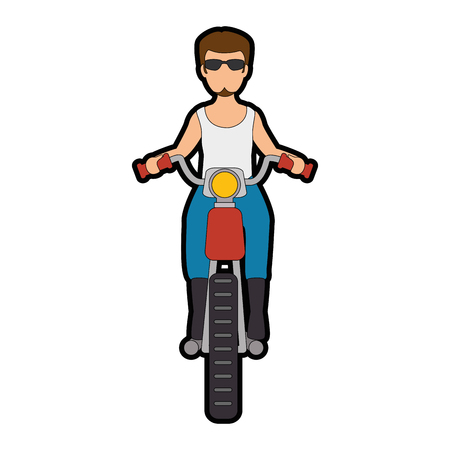 Rough motorcyclist avatar character vector illustration designのイラスト素材