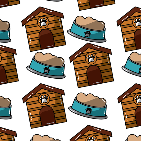 house and food bowl pet pattern,image vector illustration design のイラスト素材