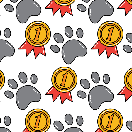 paw award ribbon pet pattern image vector illustration design のイラスト素材
