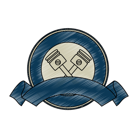emblem motorcycle pistons icon vector illustration designのイラスト素材