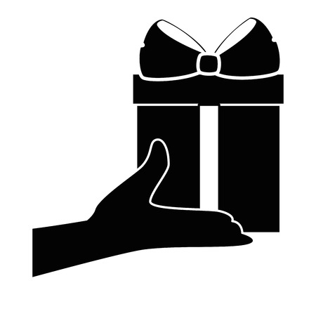 Hand with gift box present icon vector illustration designのイラスト素材