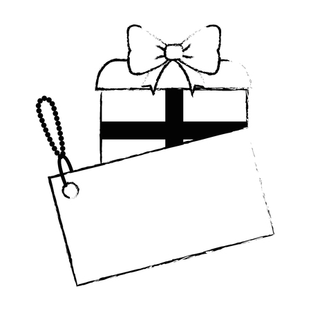 gift box present with tag vector illustration designのイラスト素材