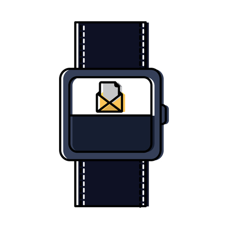smart watch with incoming message mail icon vector illustrationのイラスト素材
