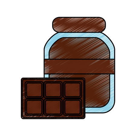 Chocolate cocoa bottle and bar food vector illustrationのイラスト素材