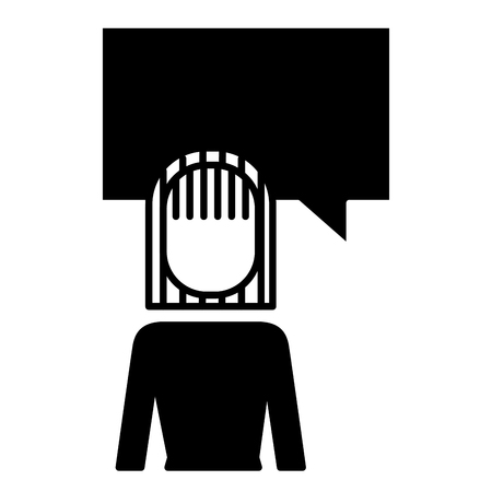 Businesswoman with speech bubbles communication vector illustrationのイラスト素材