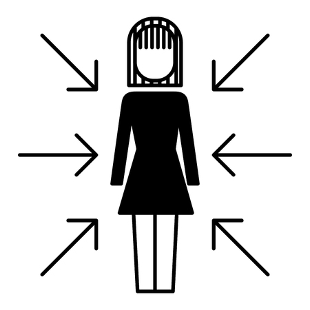 Businesswoman standing with arrows conflict of interest vector illustrationのイラスト素材