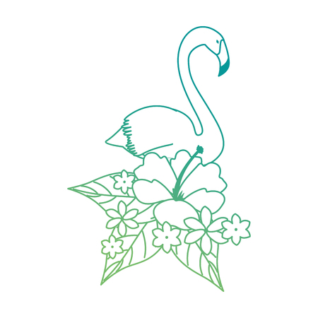 Flamingo with flowers vector illustration designのイラスト素材