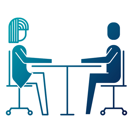 woman and man business sitting communication team vector illustrationのイラスト素材