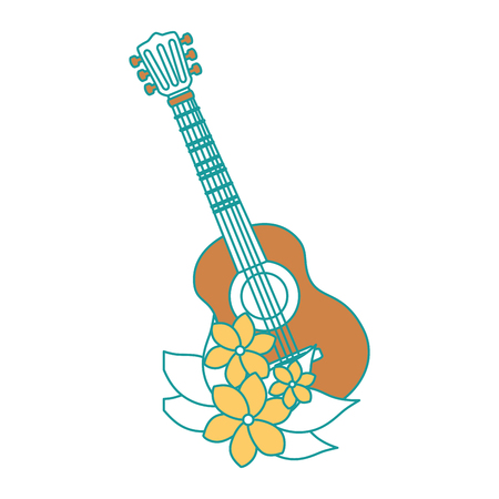 An isolated guitar instrument with flowers vector illustration designのイラスト素材