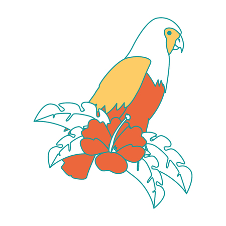 cockatoo exotic bird with flower vector illustration designのイラスト素材