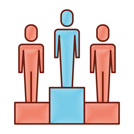 Men in podium competition success illustration.のイラスト素材