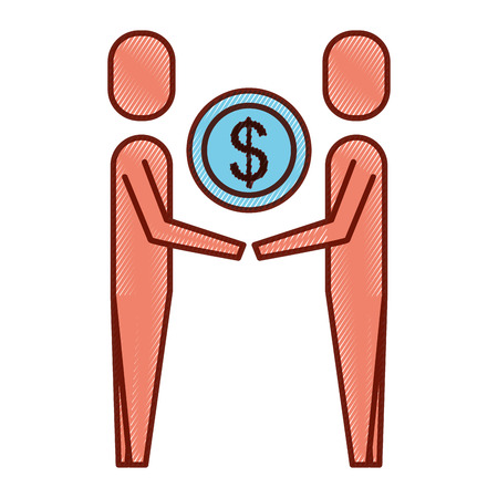 Business people holding money coin dollar team vector illustration.のイラスト素材